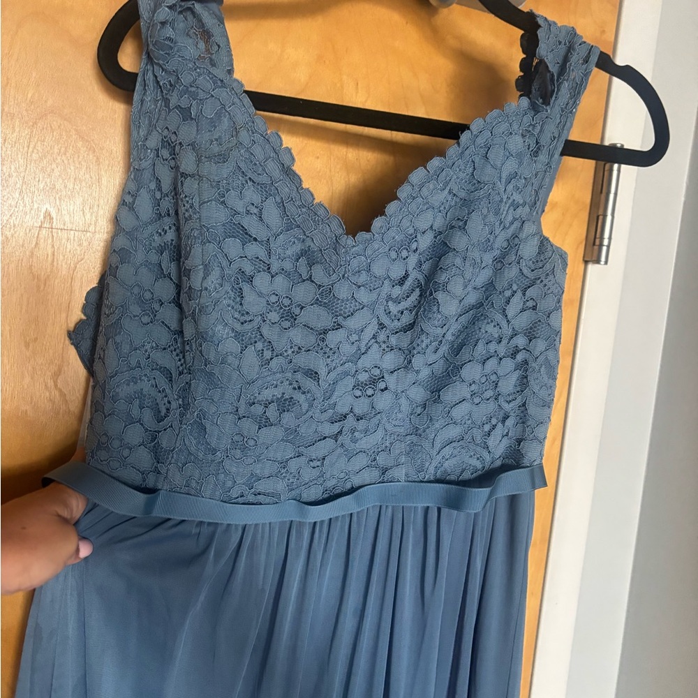 David's Bridal Blue Lace Wedding Dress
